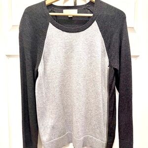 Michael Kors Charcoal Knit Sweater Zipper Detail Raglan Sleeves Gray Charcoal M